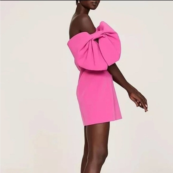 TOCCIN Design Collective Bow Sleeve Mini Dress Size 0 Pink Formal Cocktail - Picture 3 of 11